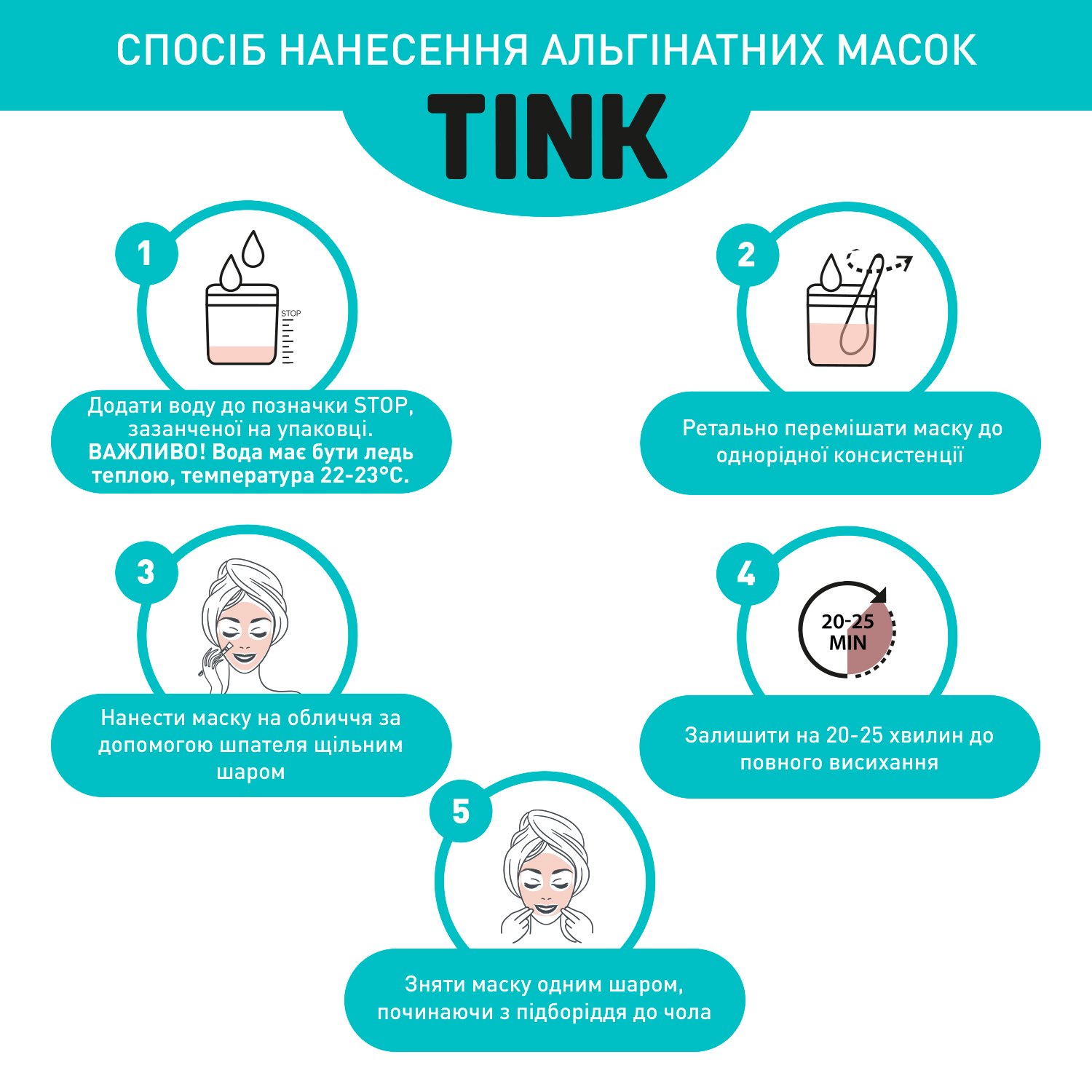 Альгінатна маска Tink Вугілля-Ретинол Очищувальна, 15 г - фото 4