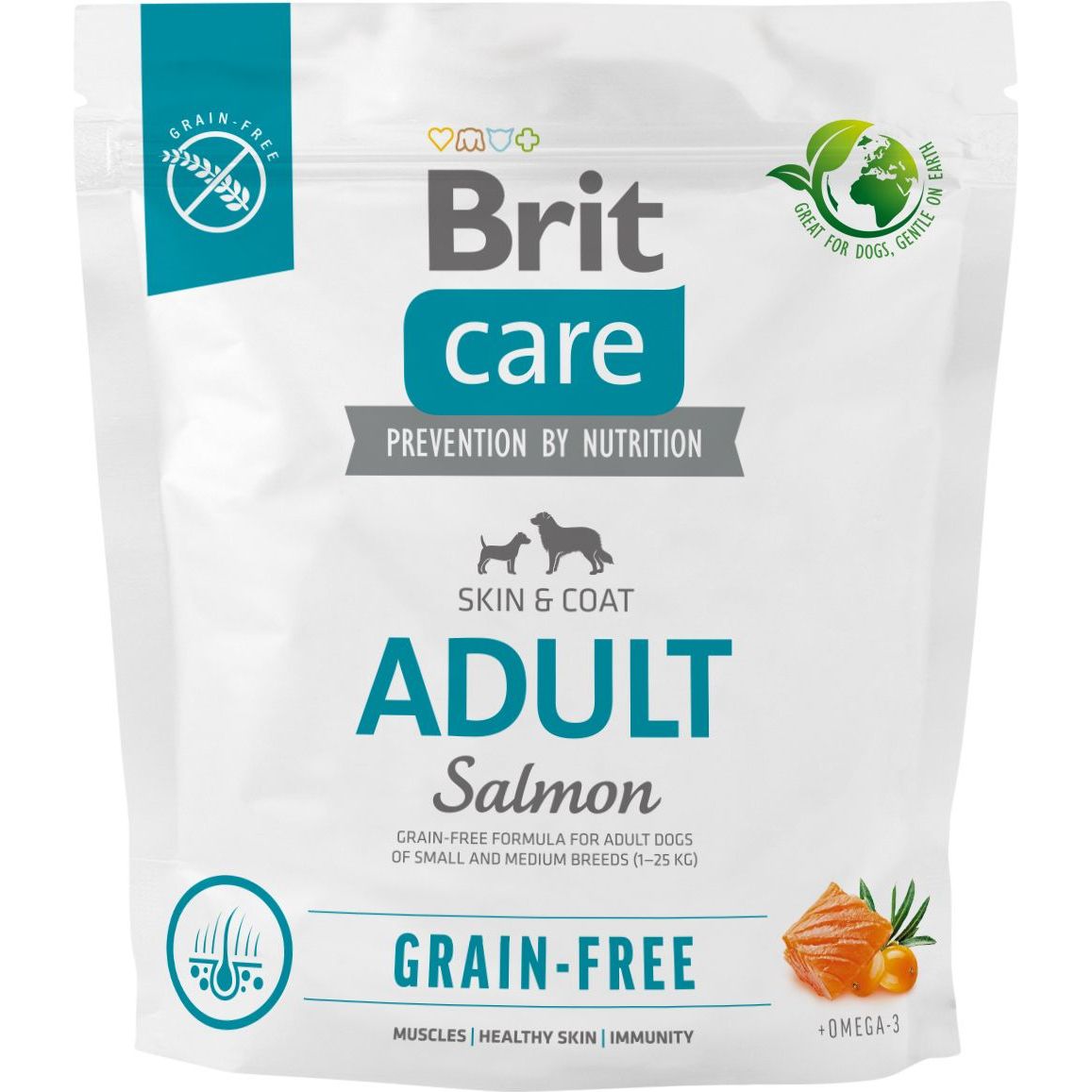 Сухой беззерновой корм для собак малых и средних пород Brit Care Dog Grain-free Adult, с лососем, 1 кг - фото 1