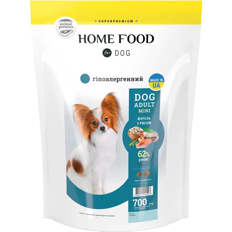 Гипоаллергенный сухой корм для собак Home Food Adult Mini мелких пород с форелью и рисом 700 г - фото 1