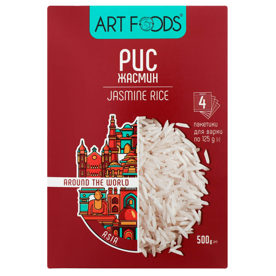 Рис Art Foods Жасмин, 500 г (4 пакетика по 125 г) (780641) - фото 1