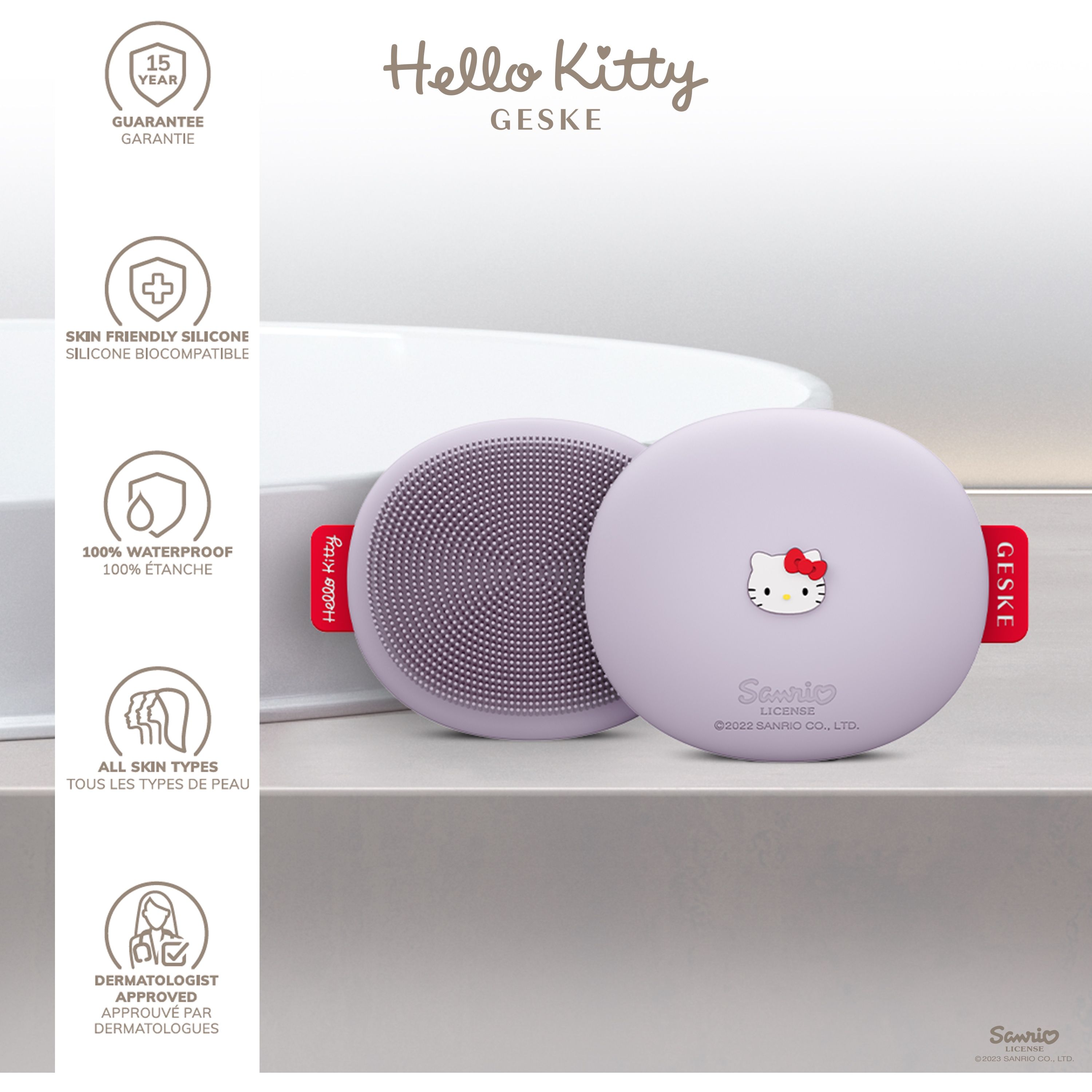 Щетка для лица GESKE Facial Brush 3 в 1 by Hello Kitty фиолетовая - фото 5