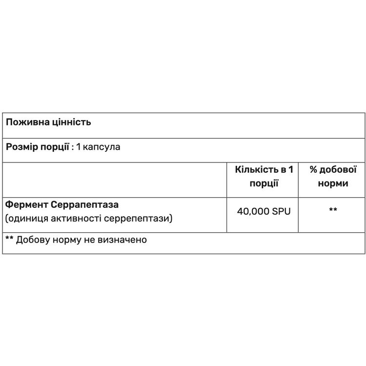 Фермент Серрапептаза Haya Labs Serrapeptase 40000 SPU 90 капсул - фото 2