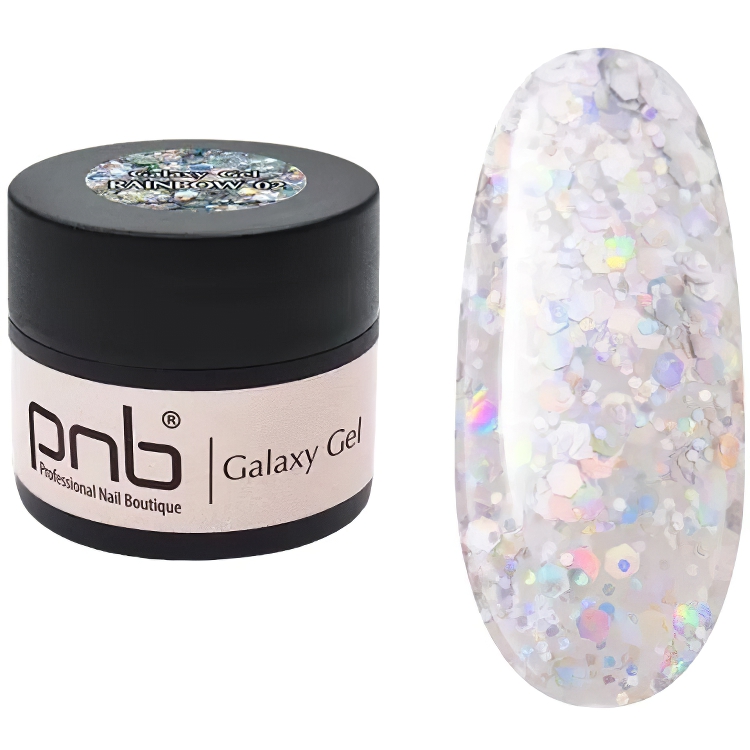 Гель PNB UV/LED Galaxy Gel 02 Rainbow глитер 5 мл - фото 1