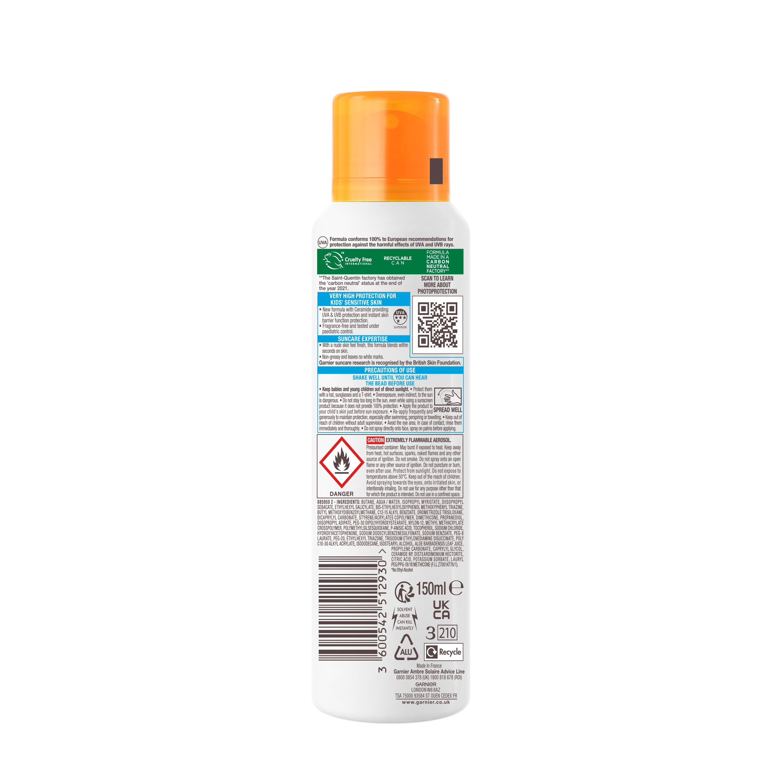 Солнцезащитный спрей-мист для детей Garnier Ambre Solaire Kids, SPF 50+, 150 мл - фото 2