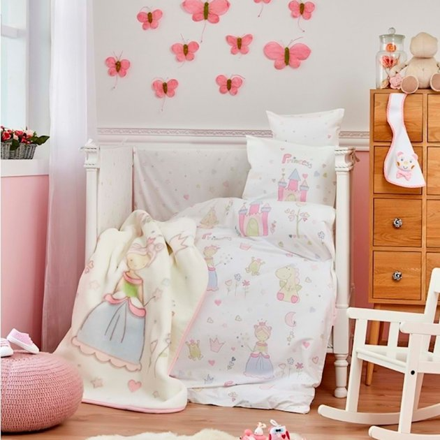 Детский плед в кроватку Karaca Home Princes, 120х100 см, розовый (2000022087117) - фото 1