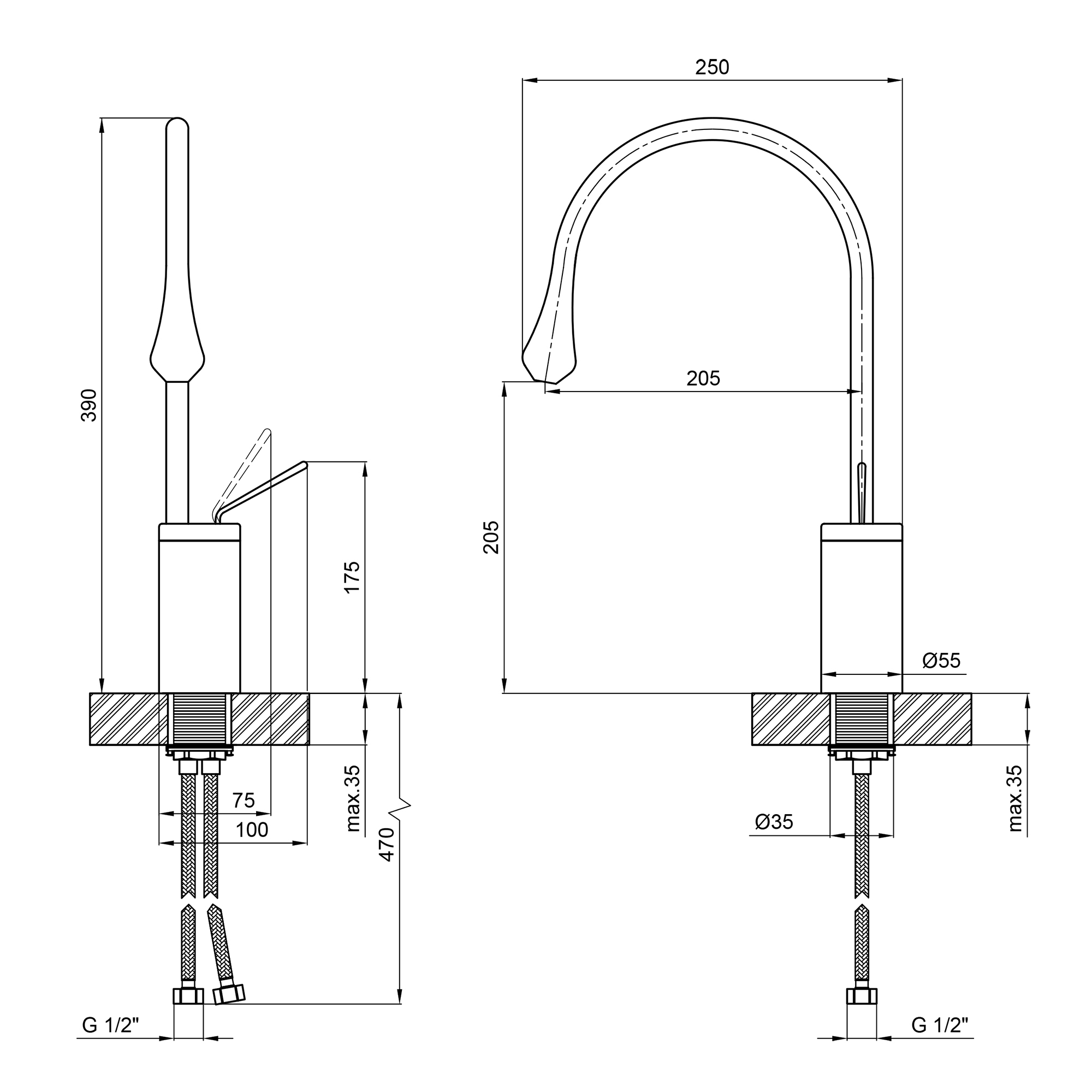 Смеситель для раковины Qtap Virgo 1066H103K (QTVIR1066H103K) - фото 2