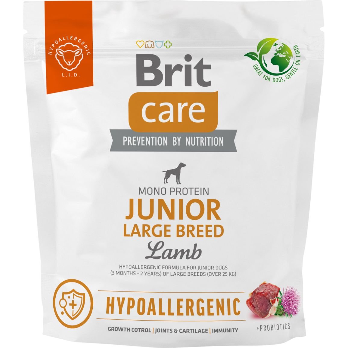 Сухий корм для молодих собак великих порід Brit Care Dog Hypoallergenic Junior Large Breed, гіпоалергенний, з ягням, 1 кг - фото 1