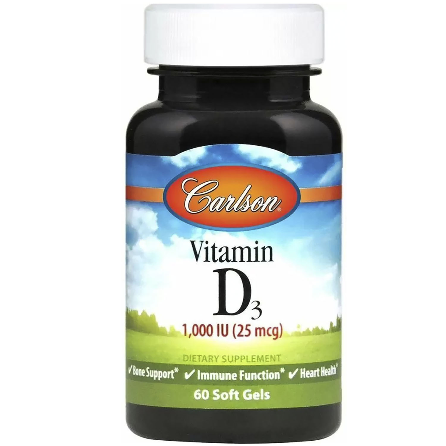 Вітамін Д3 Carlson Vitamin D3 1000 МО 60 гелевих капсул - фото 1