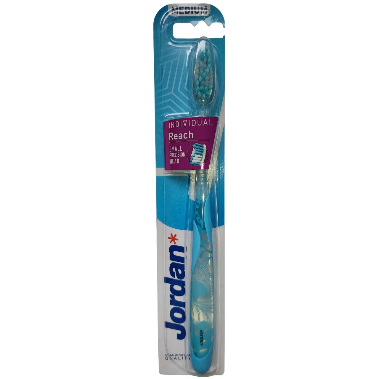 Дизайнерська зубна щітка Jordan Individual Reach середньої жорсткості блакитна з візерунками - фото 1