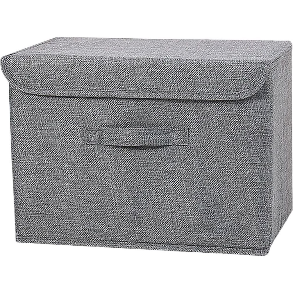 Ящик для хранения с крышкой МВМ My Home XL текстильный, 500х350х310 мм, серый (TH-07 XL GRAY) - фото 1