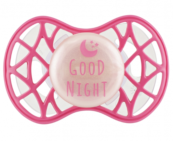 Силіконова симетрична пустушка Nuvita Air55 Cool Good Night, світиться в темряві, 6-12 міс., рожевий (NV7085GM) - фото 1
