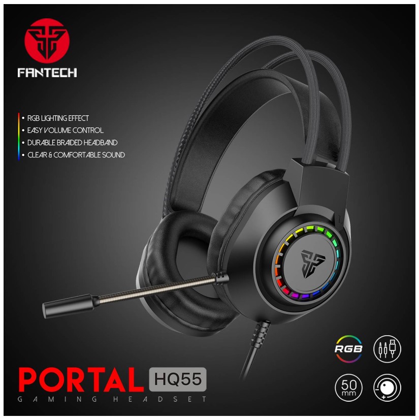 Ігрові навушники Fantech Portal HQ55 RGB Black з мікрофоном - фото 3