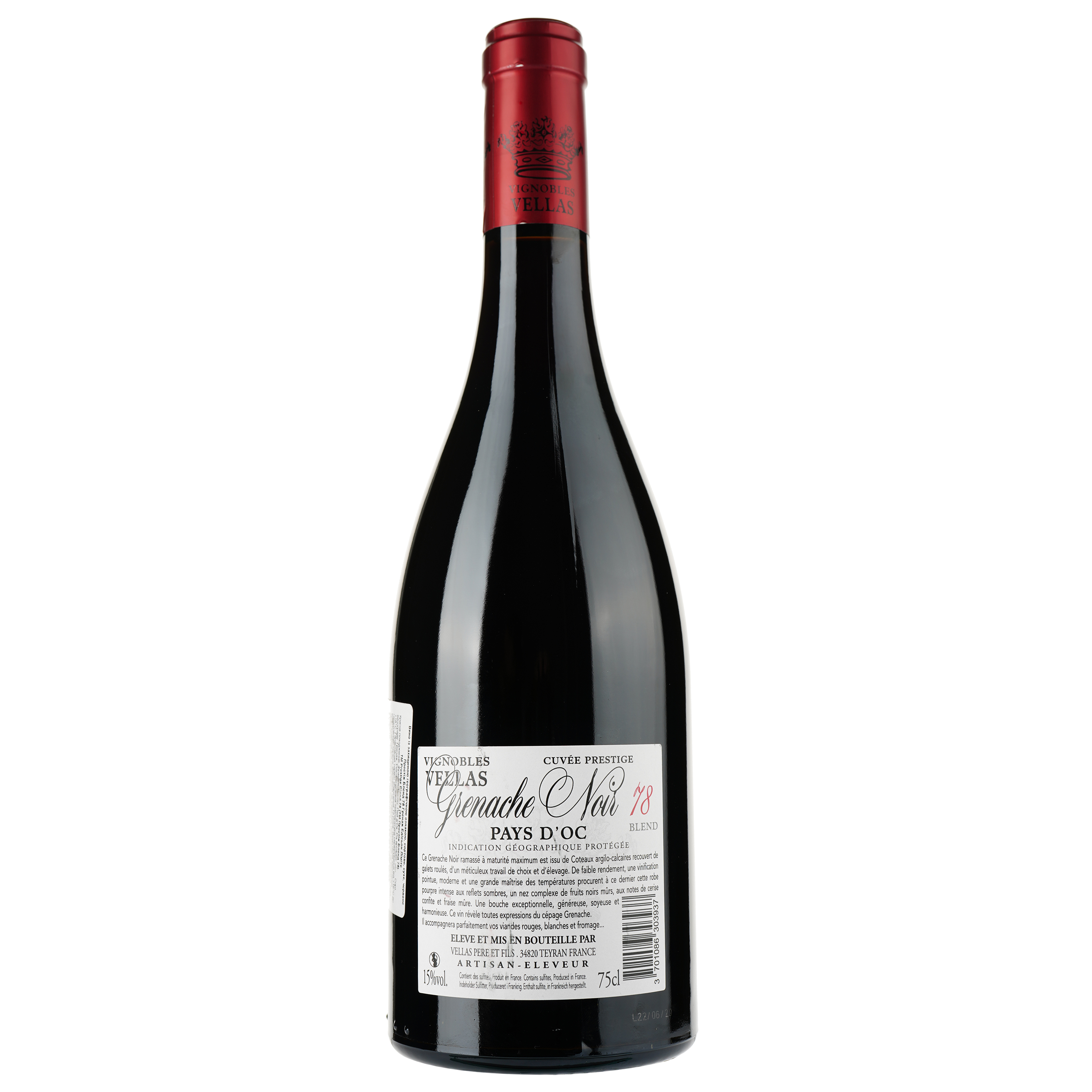 Вино Vignobles Vellas Grenache Noir 78 Blend Edition Limitee IGP Pays D'Oc, красное, сухое, 0,75 л - фото 2