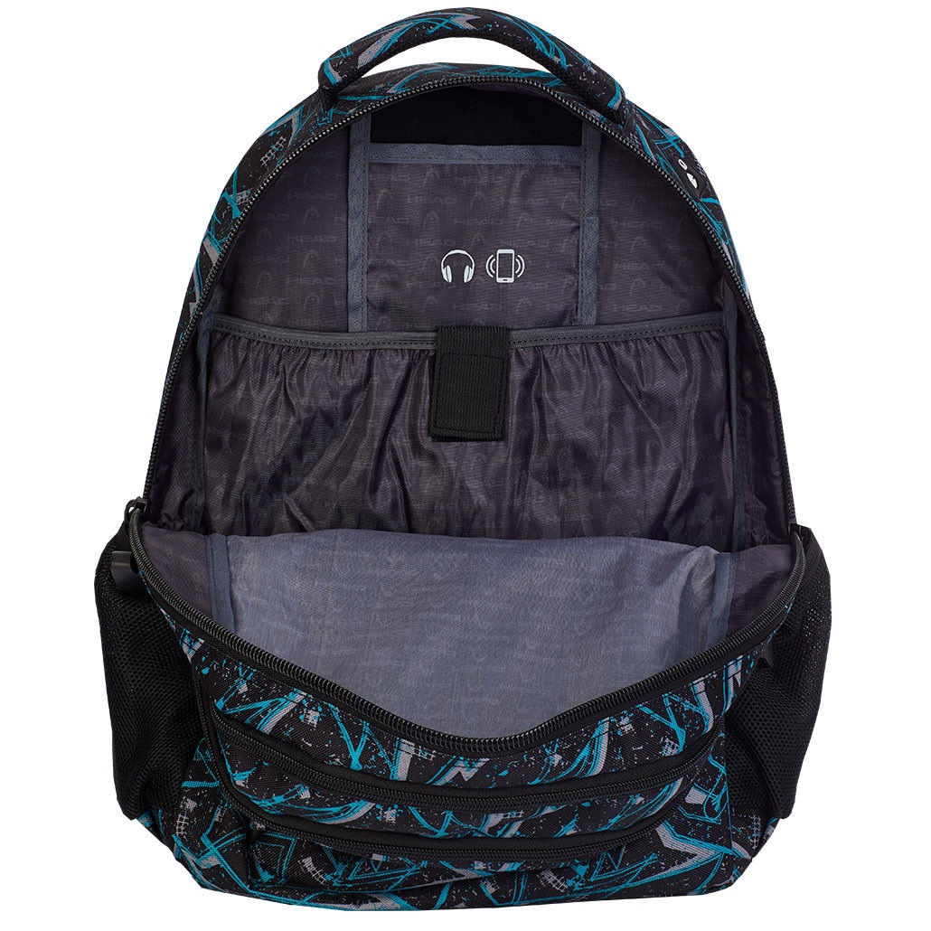 Рюкзак школьный ортопедический Head 3 HD-256, 46х32 см черный с голубым (502019032) - фото 3