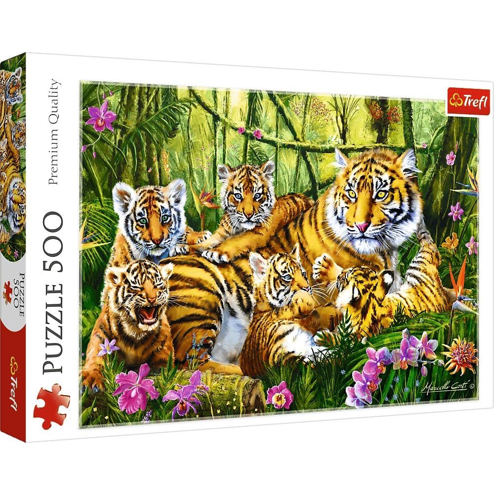 Пазлы Trefl Семья тигров 500 элементов - фото 1