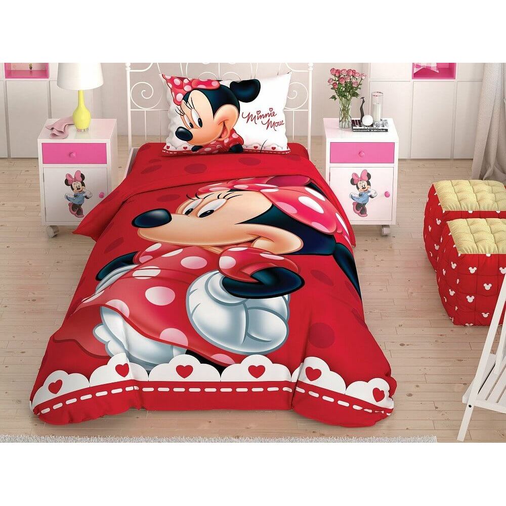 Комплект постільної білизни TAC Disney Minnie Lovely Glitter Полуторний Різнокольоровий 000229588 - фото 1