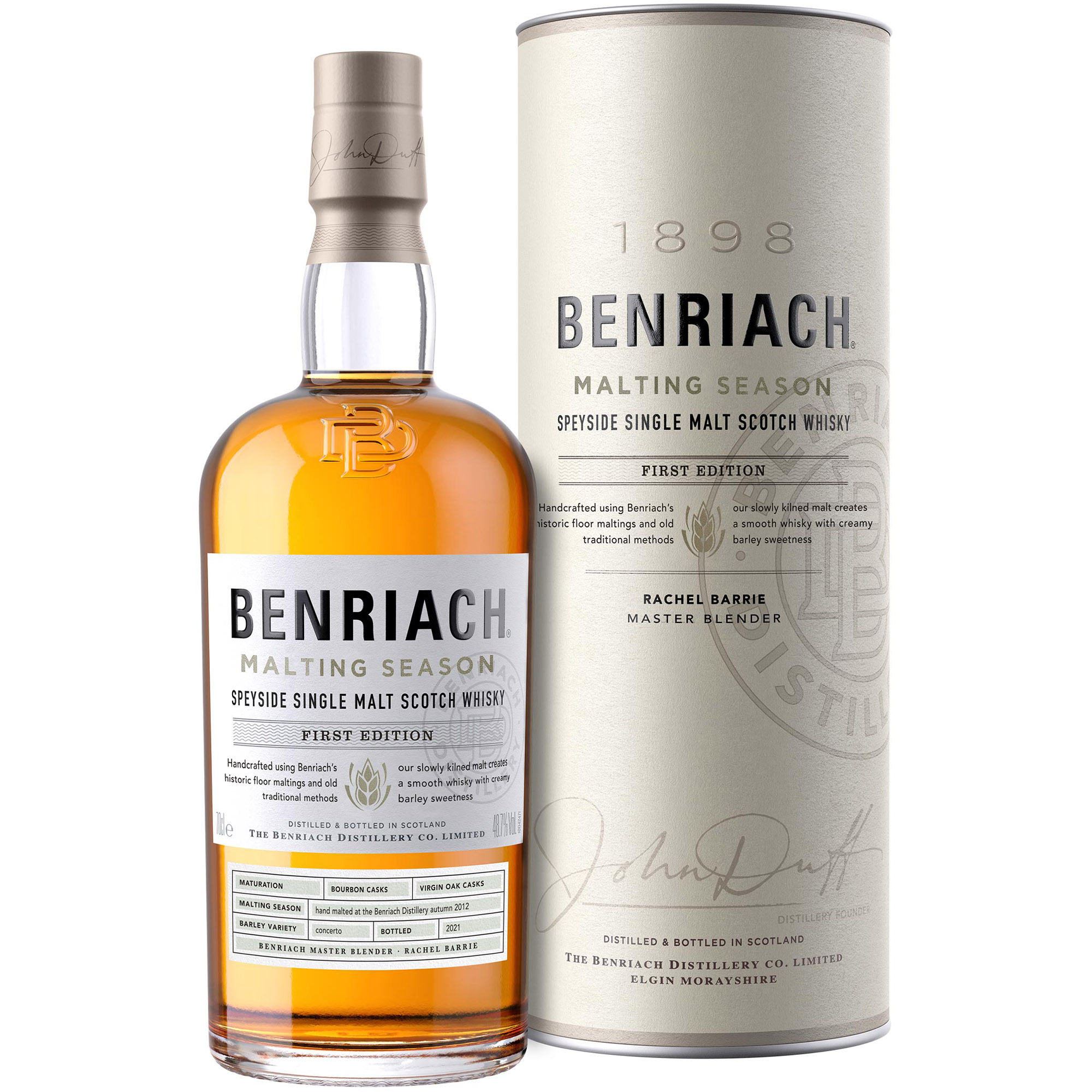 Виски BenRiach Malting Season Batch 3 Single Malt Scotch Whisky 48.3% 0.7 л в тубусе - фото 1