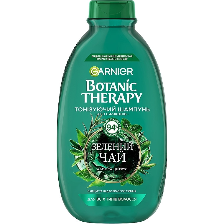 Шампунь для нормальных и склонных к жирности волос Garnier Botanic Therapy Зеленый чай, эвкалипт и цитрус 400 мл - фото 1