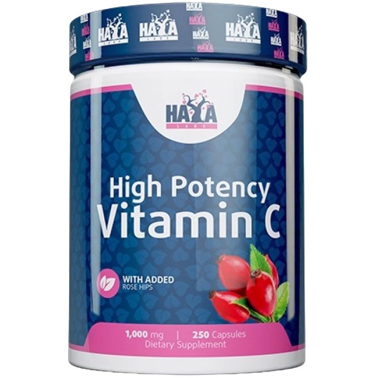 Витамин С + Шиповник Haya Labs High Potency Vitamin C 1000 mg with rose hips 250 капсул - фото 1