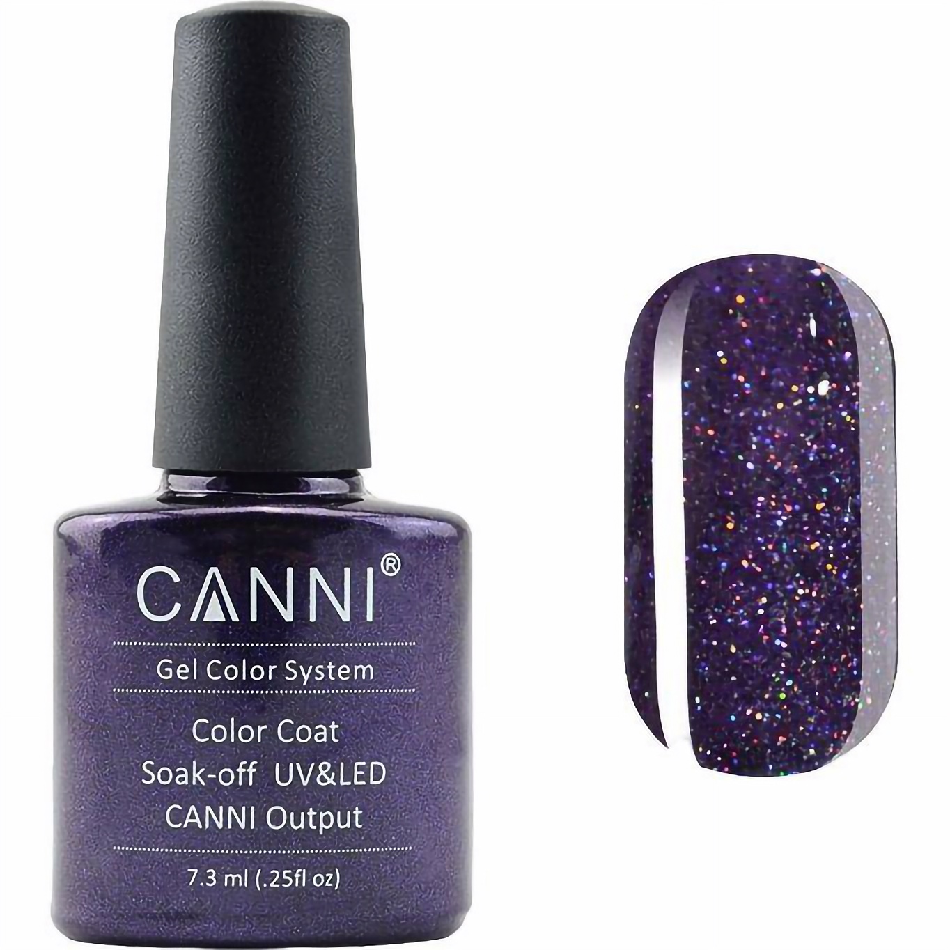 Гель-лак Canni Color Coat Soak-off UV&LED 190 сливово-фіолетовий з голографічним мікроблиском 7.3 мл - фото 1