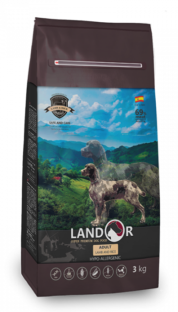 Сухий корм для собак усіх порід Landor, ягня з рисом, 15 кг - фото 1