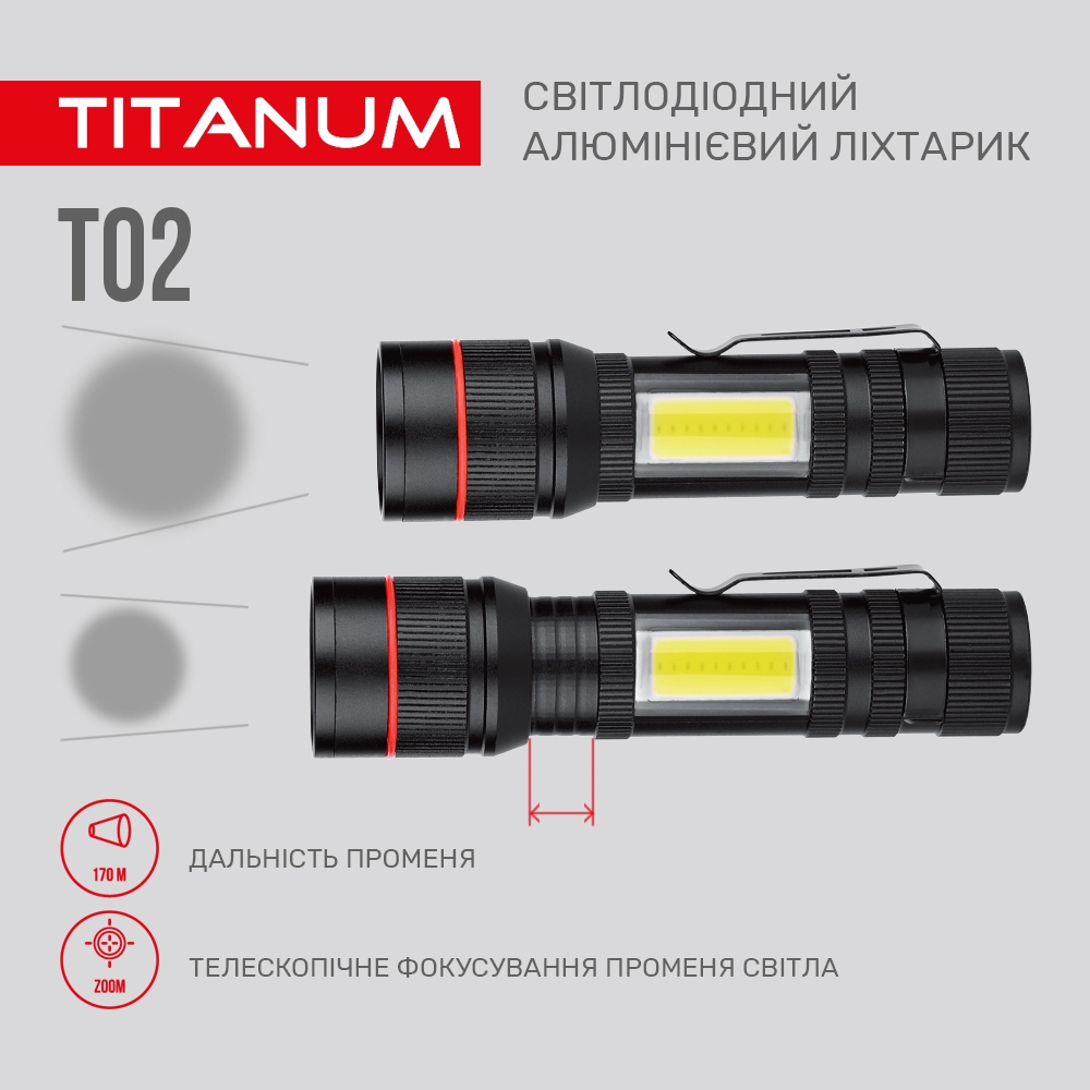 Портативный светодиодный фонарик Titanum TLF-T02 200 Lm 6500 K (TLF-T02) - фото 4