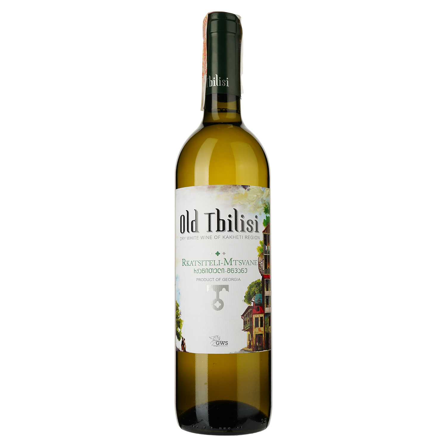 Вино Old Tbilisi Ркацители-Мцване, белое, сухое, 12,5%, 0,75 л - фото 1