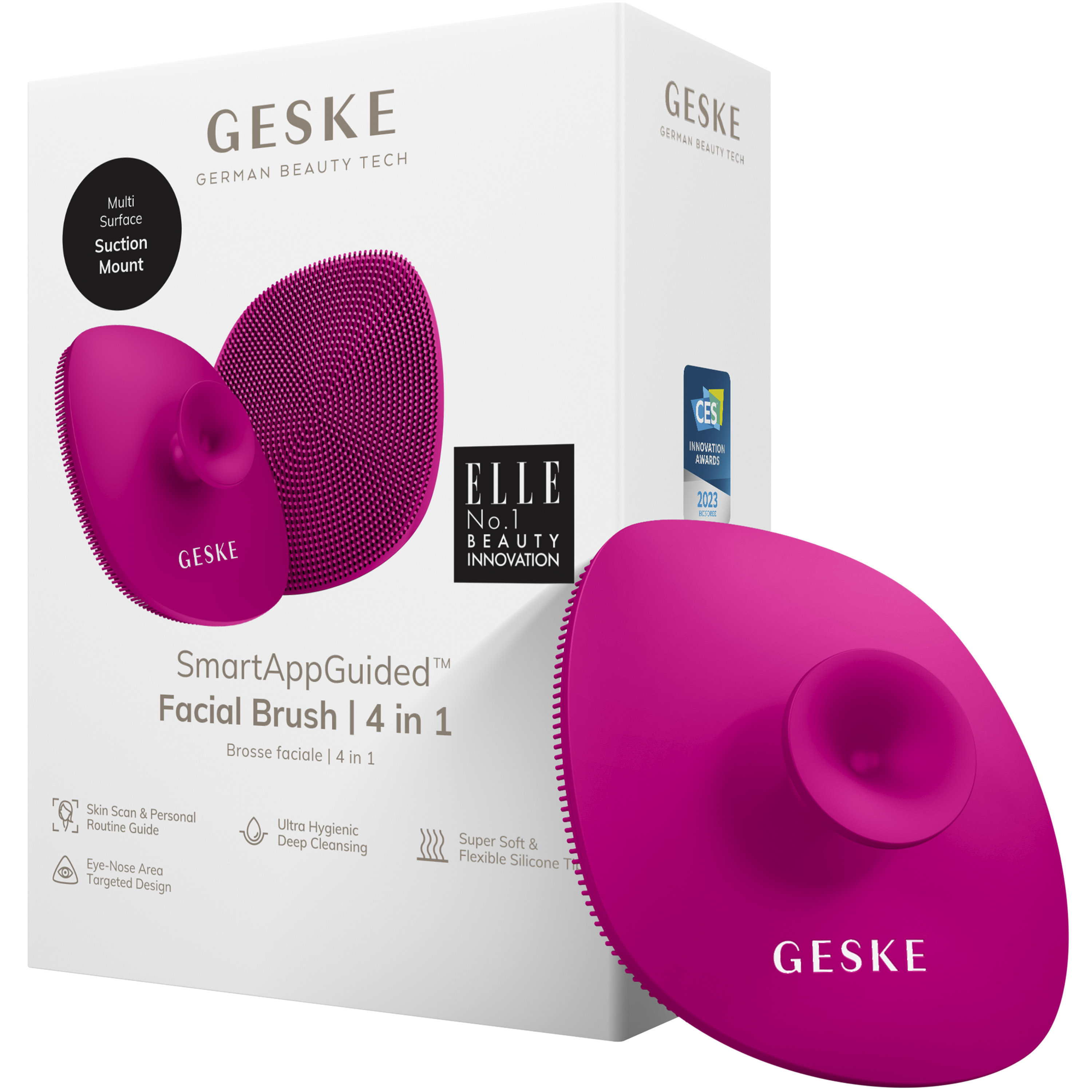 Щітка для обличчя GESKE Facial Brush 4 в 1 з тримачем бузкова - фото 1