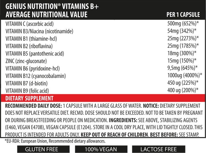 Вітамінний комплекс Genius Nutrition Vitamins B+ 60 капсул - фото 2
