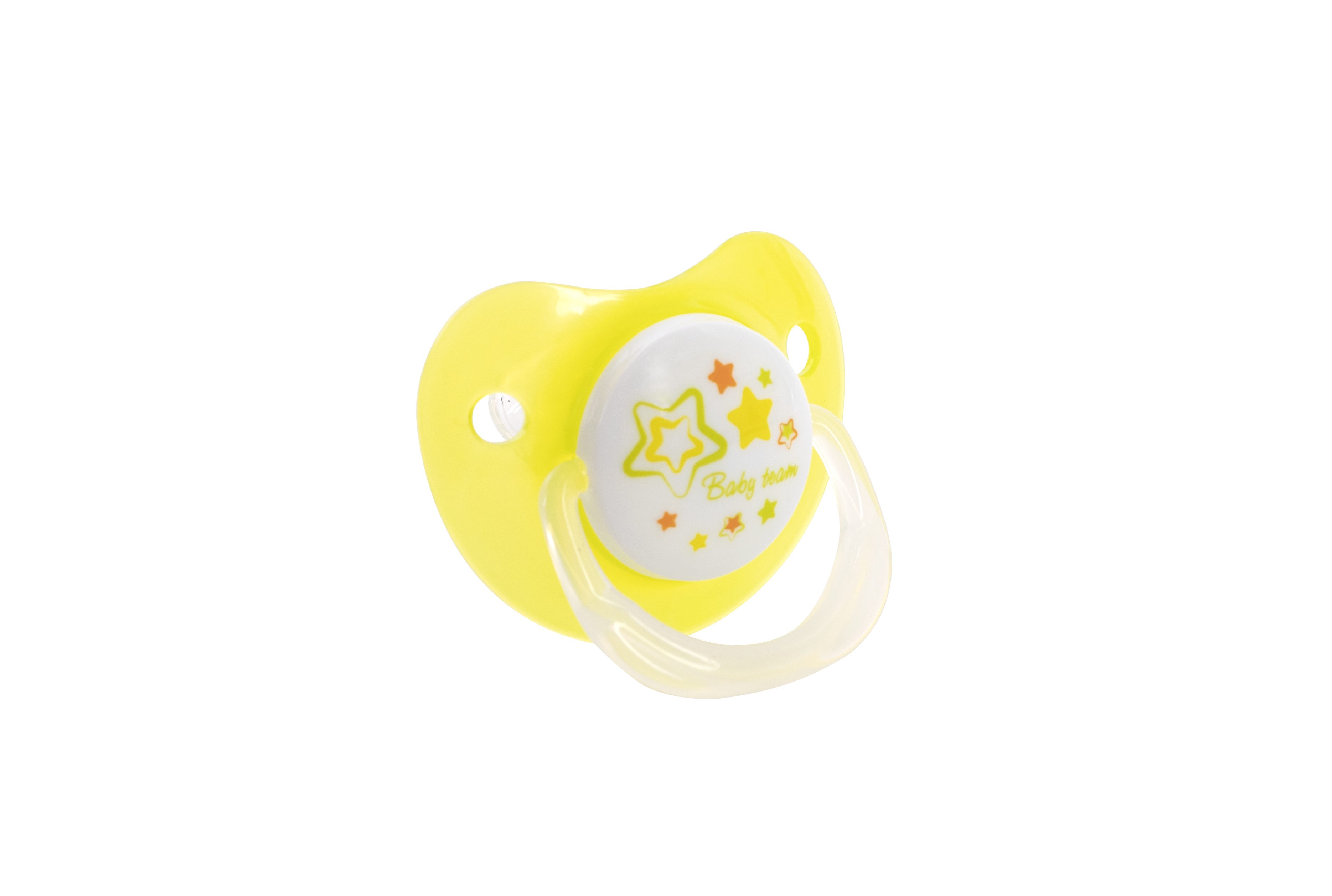 Пустушка силіконова Baby Team, ортодонтична, 0-6 міс., жовтий (3001_звезды) - фото 2
