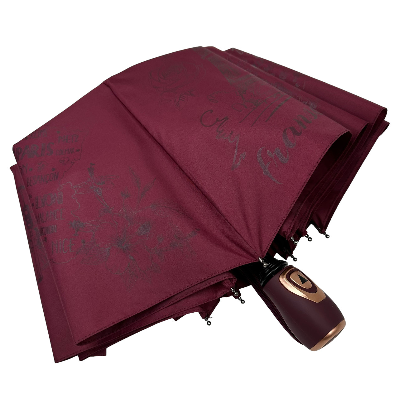 Женский складной зонтик полуавтомат Frei Regen 97 см бордовый - фото 4
