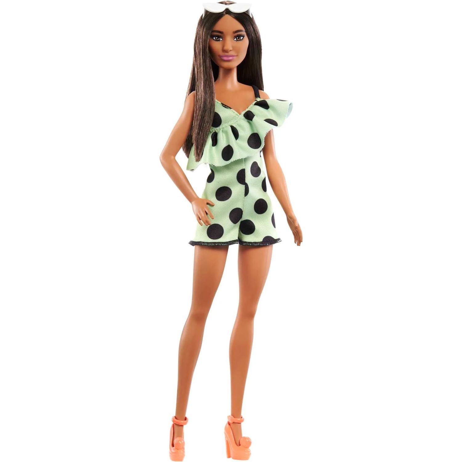 Кукла Barbie Модница в комбинезоне цвета лайм в горошек (HJR99) - фото 1
