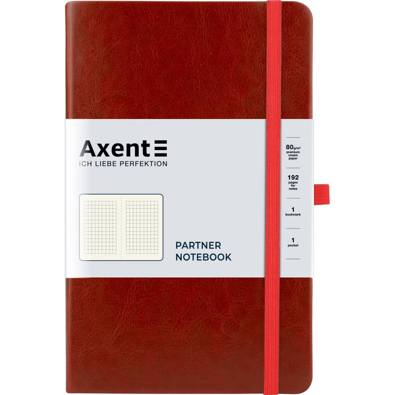 Книга записная Axent Partner Lux A5- в клеточку 96 листов бордовая (8202-05-A) - фото 1