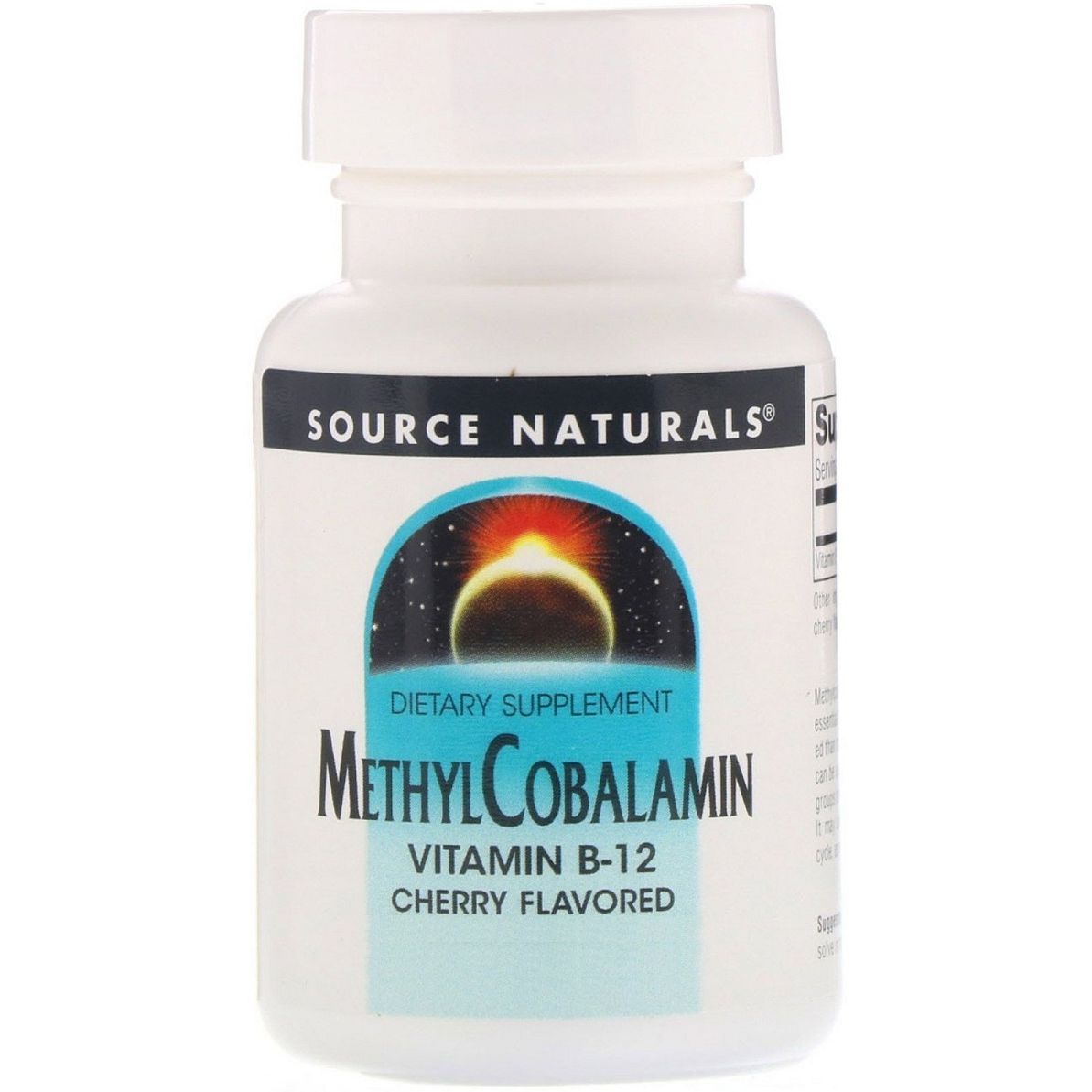 Витамин В12 Source Naturals MethylCobalamin вкус вишни 5 мг 30 таблеток - фото 1