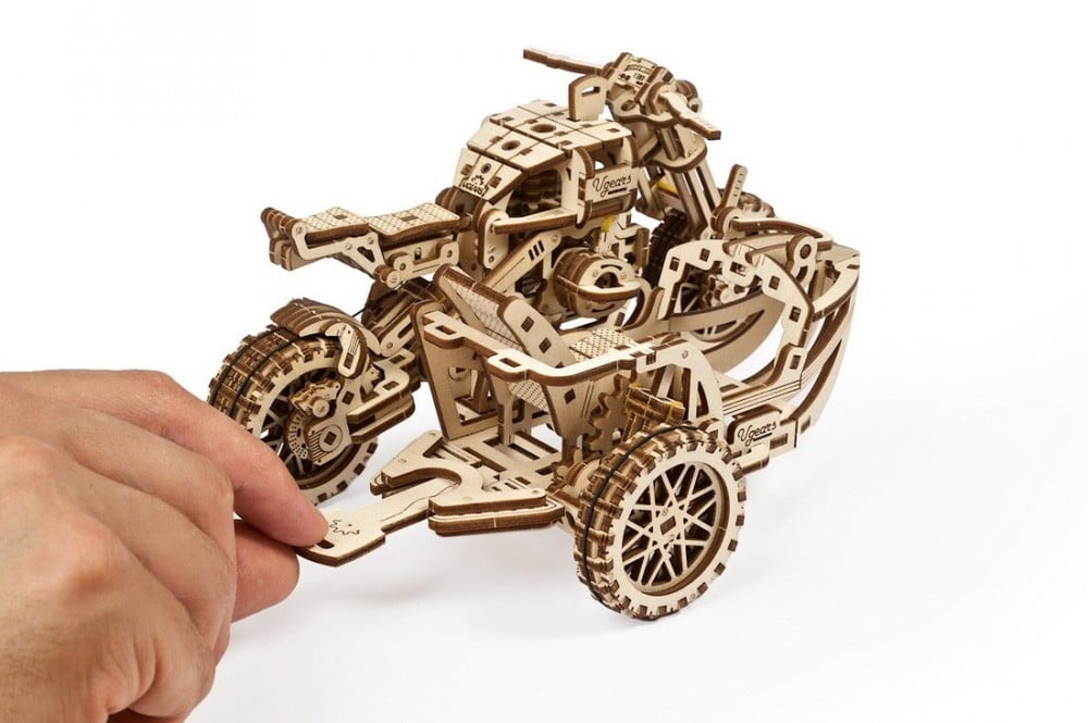 Механічний 3D Пазл Ukrainian Gears Мотоцикл Scrambler UGR-10, з коляскою, 380 елементів (70137) - фото 9