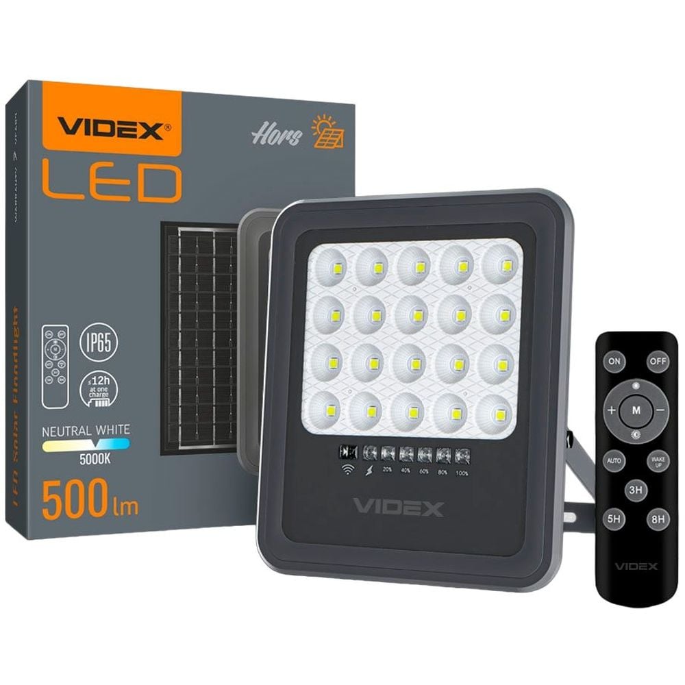 Прожектор Videx LED 500Lm 5000K автономний (VLE-FSO3-205) - фото 1