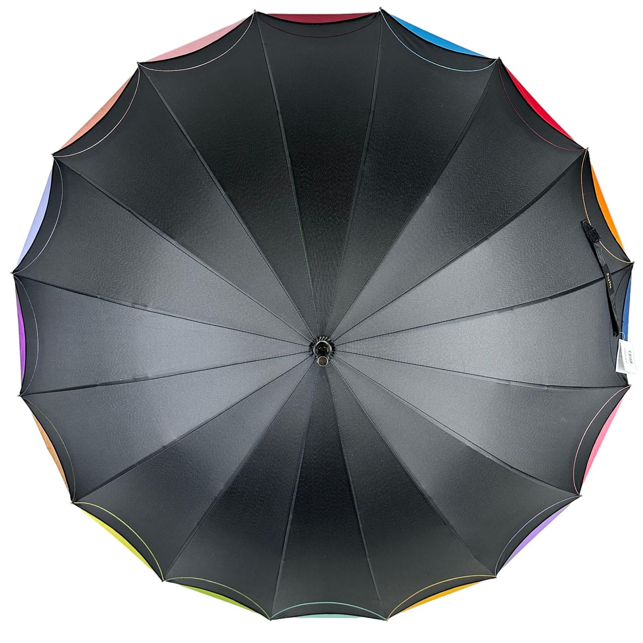 Женский зонт-трость полуавтомат Susino 102 см черный - фото 5