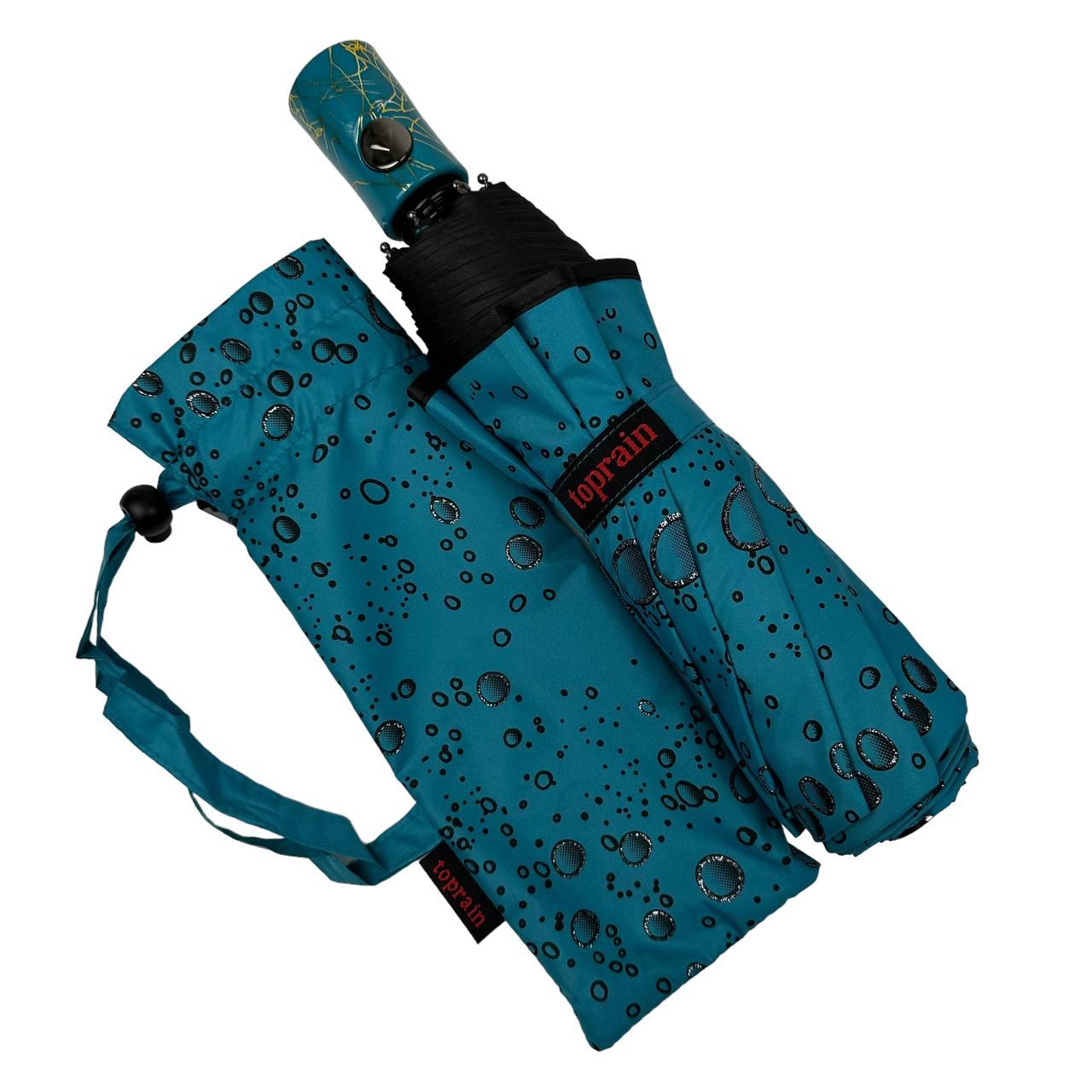Жіноча складана парасолька напівавтомат Toprain 99 см бірюзова - фото 2