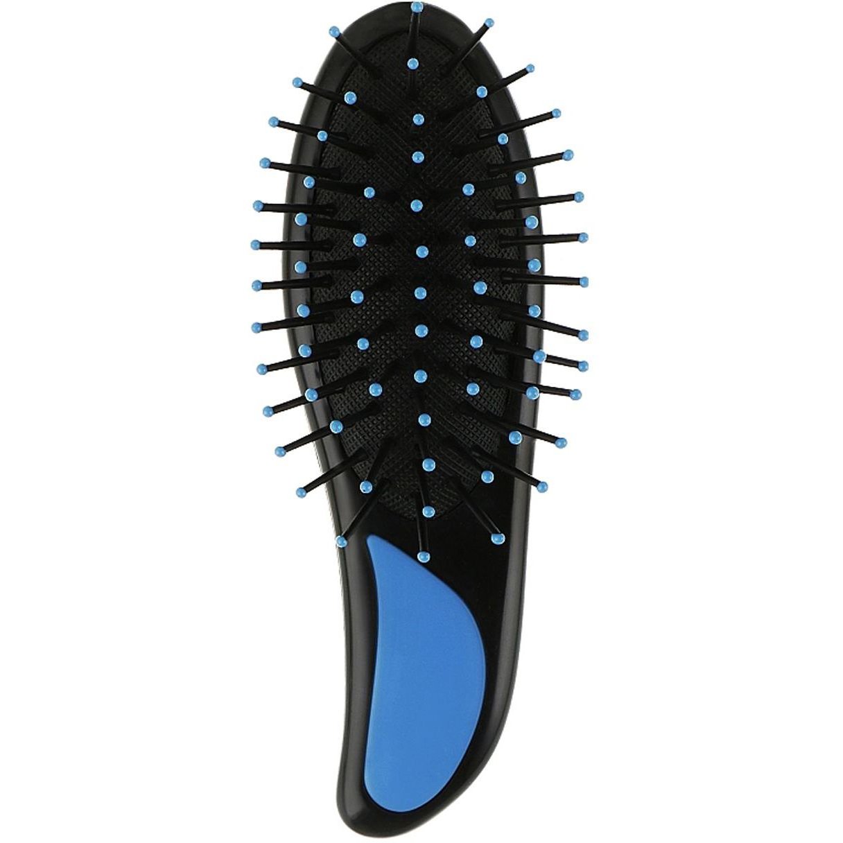 Щітка масажна для волосся SPL, чорна з голубим - фото 1