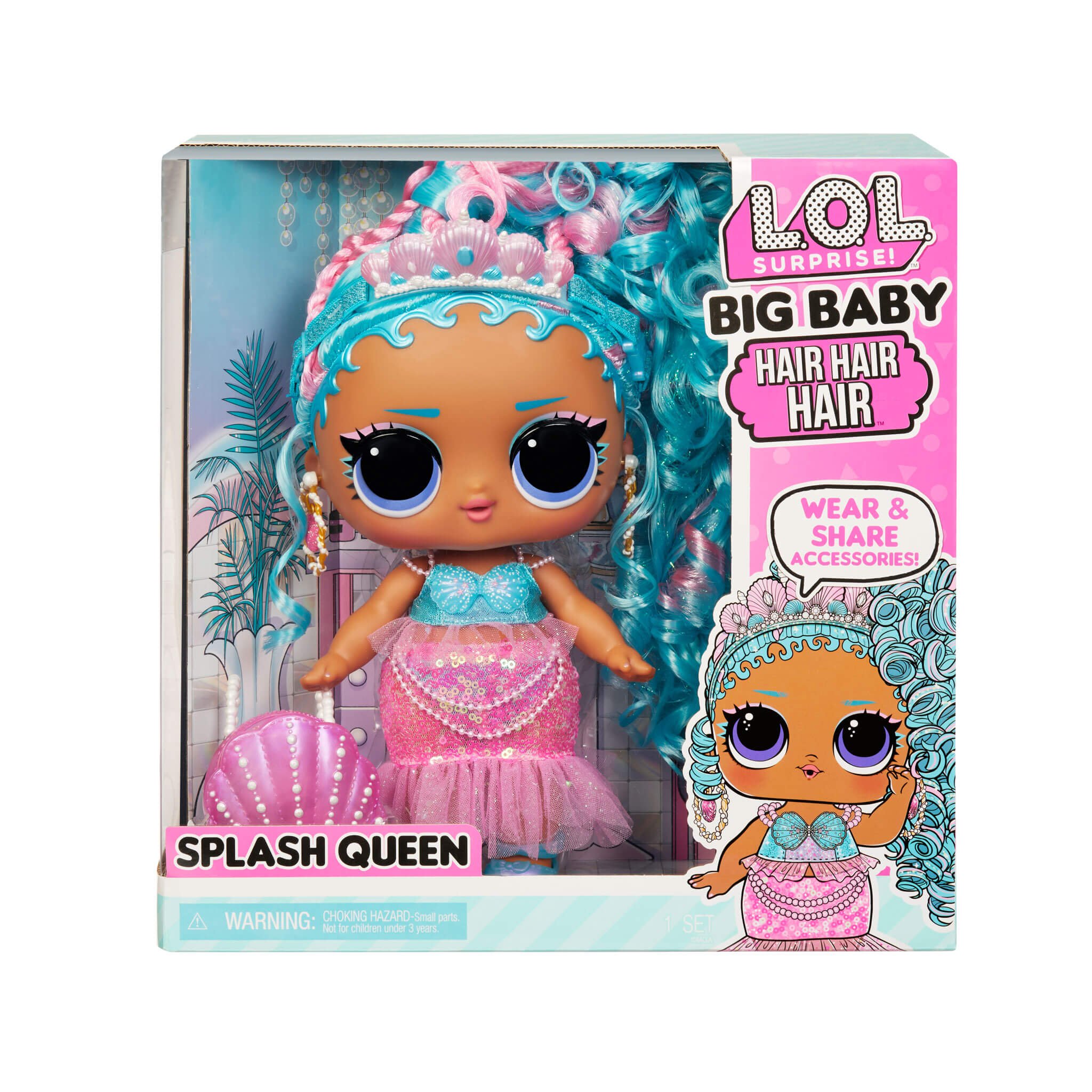 Игровой набор с куклой L.O.L. Surprise Big Baby Hair Hair Hair Королева всплеск, 30 см (579724) - фото 4