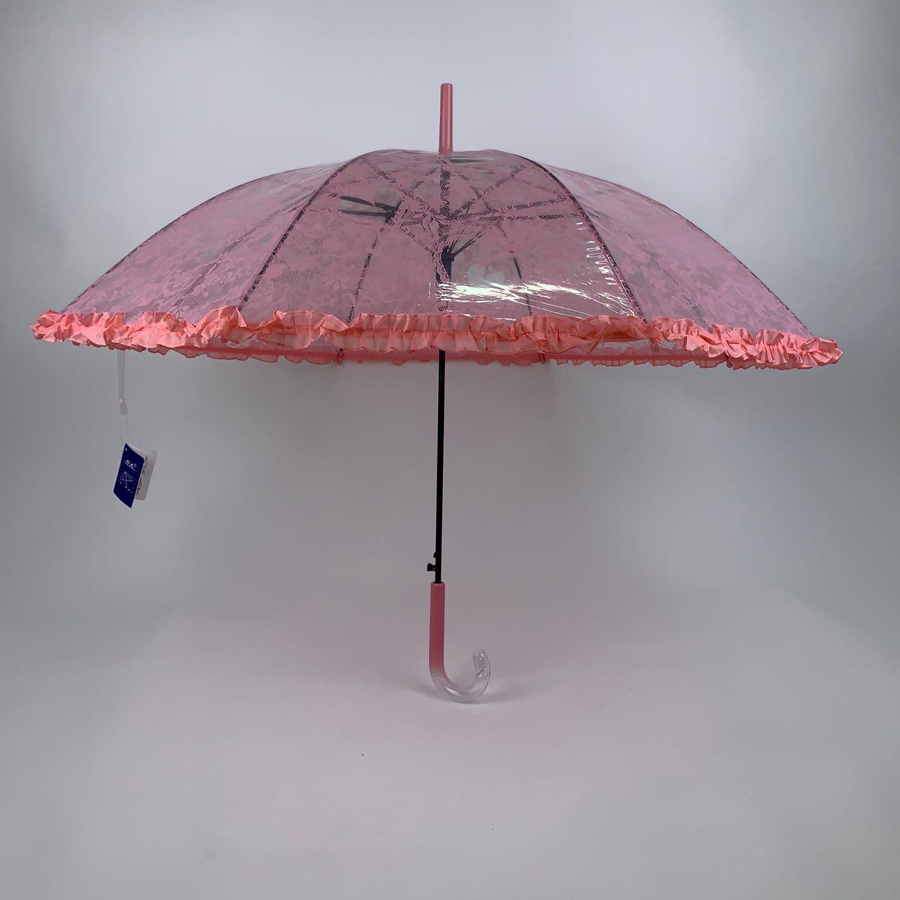 Дитяча парасолька-палиця напівавтомат S&L 84 см рожева - фото 4