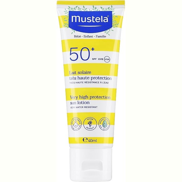 Сонцезахисний лосьйон для обличчя та тіла Mustela Bebe Enfant Very High Protection Sun Lotion SPF 50+ 40 мл - фото 1