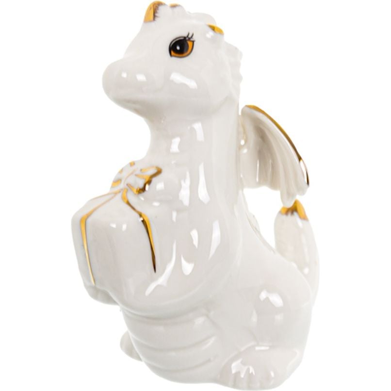 Фигурка декоративная Lefard Дракон із подарунком 9 см біла (149-466) - фото 1