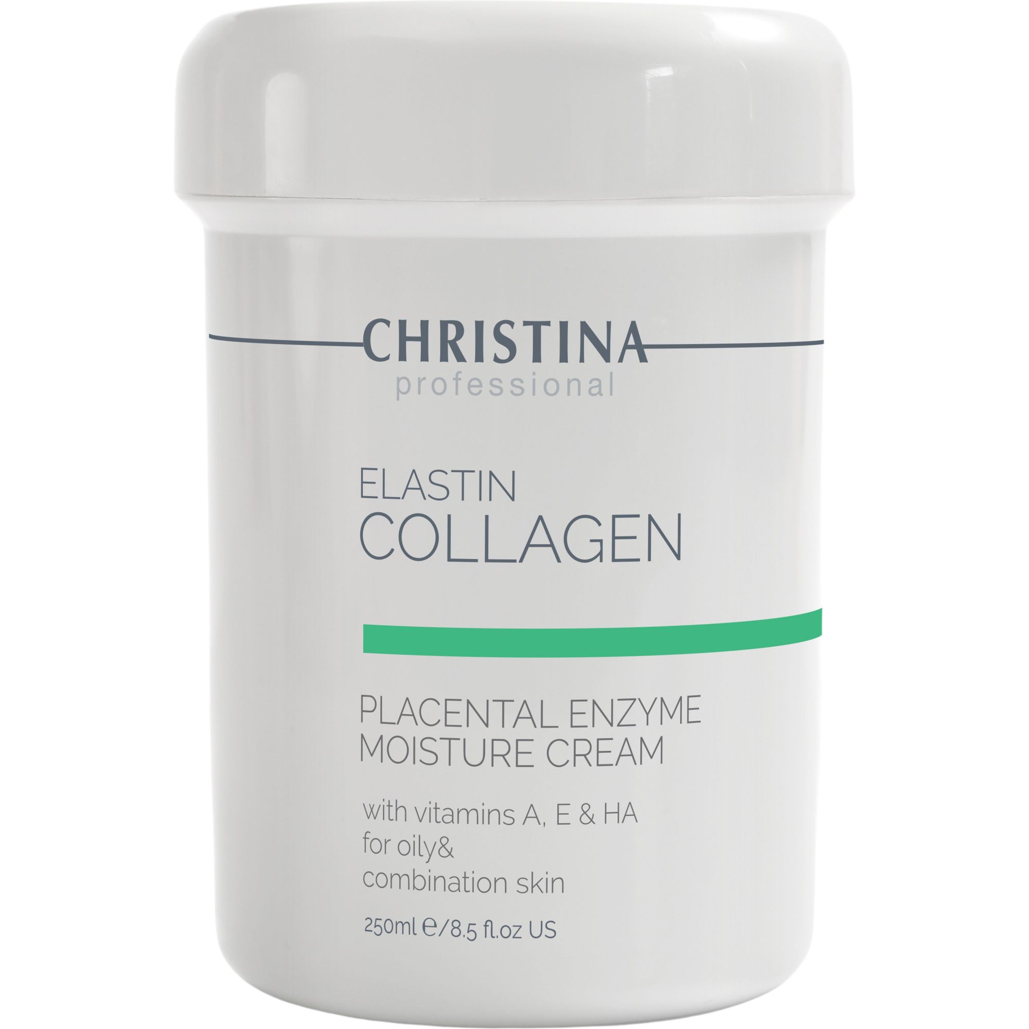 Увлажняющий крем для жирной кожи Christina Elastin Collagen Placental Enzyme Moisture Cream with Vitamins A, E & HA 250 мл - фото 1