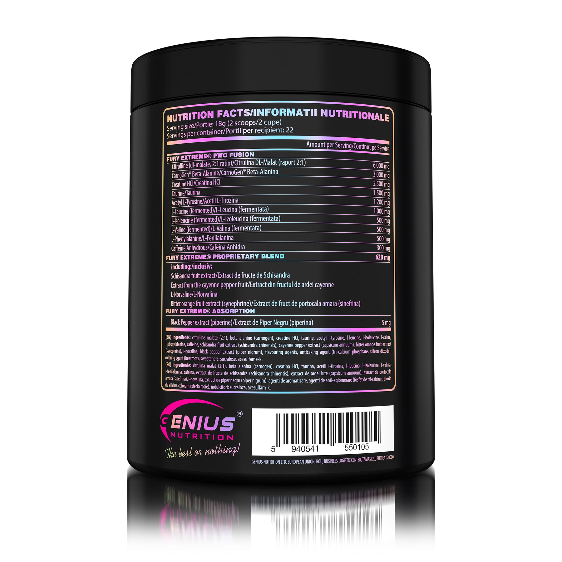 Передтренік Genius Nutrition Fury Extreme Kiwi-strawberry 400 г - фото 3