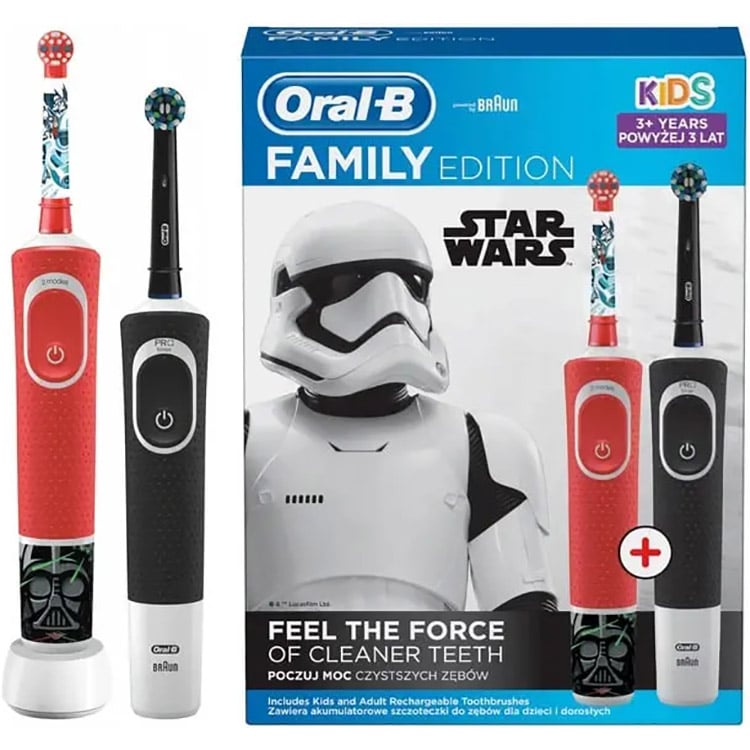 Набор электрических зубных щеток Oral-B Family Edition Vitality&Kids Звездные Войны 2 шт. - фото 1