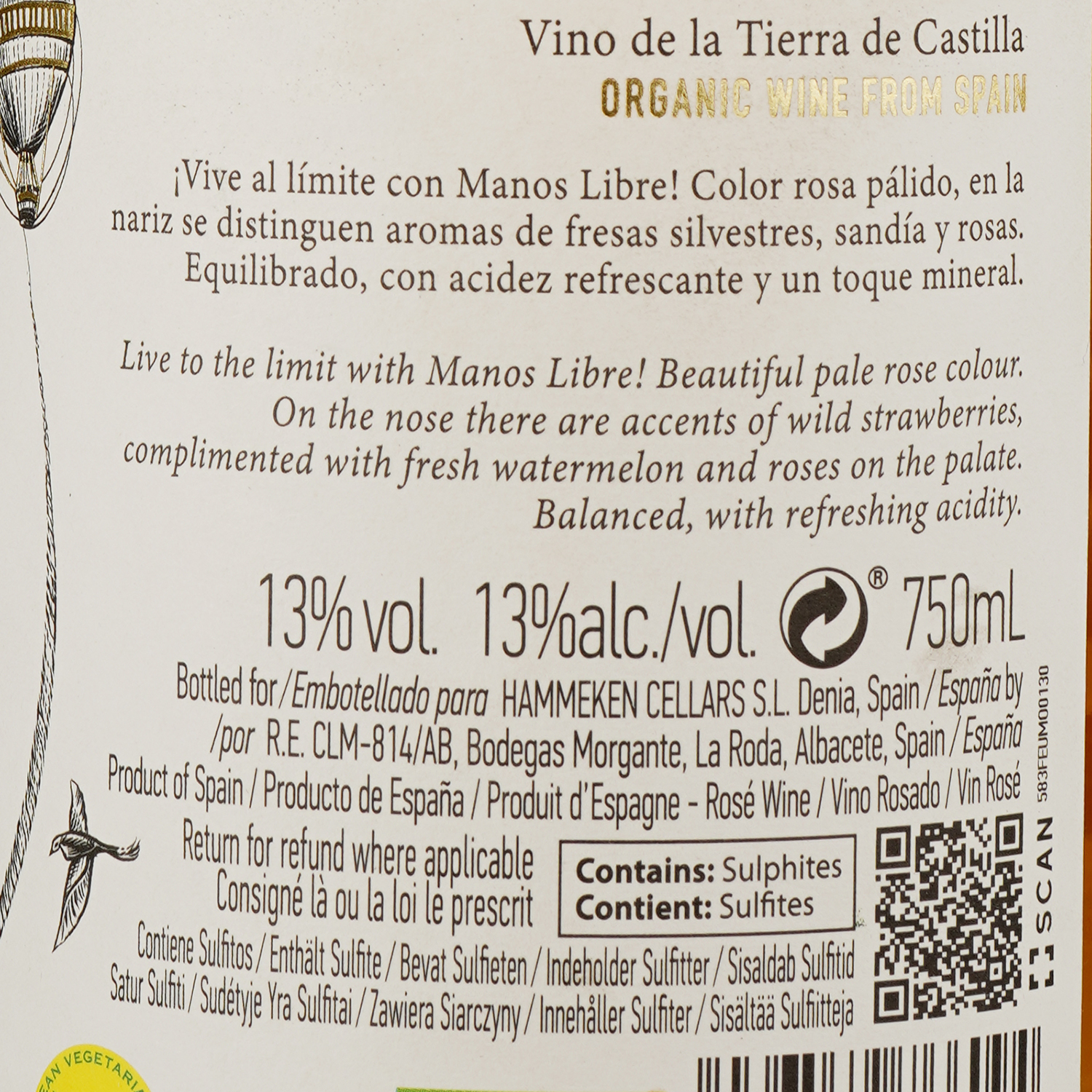 Вино Manos Libre Rose Organic, розовое, сухое, 11%, 0,75 л - фото 3