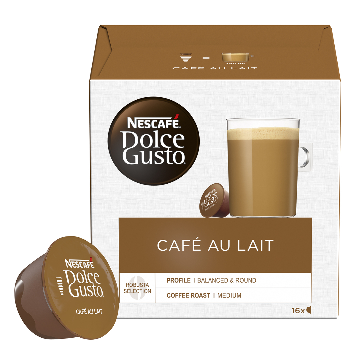 Набор кофе в капсулах Nescafe Dolce Gusto Cafe Au Lait 48 шт. 480 г (3 уп. x 16 шт. 160 г) - фото 2