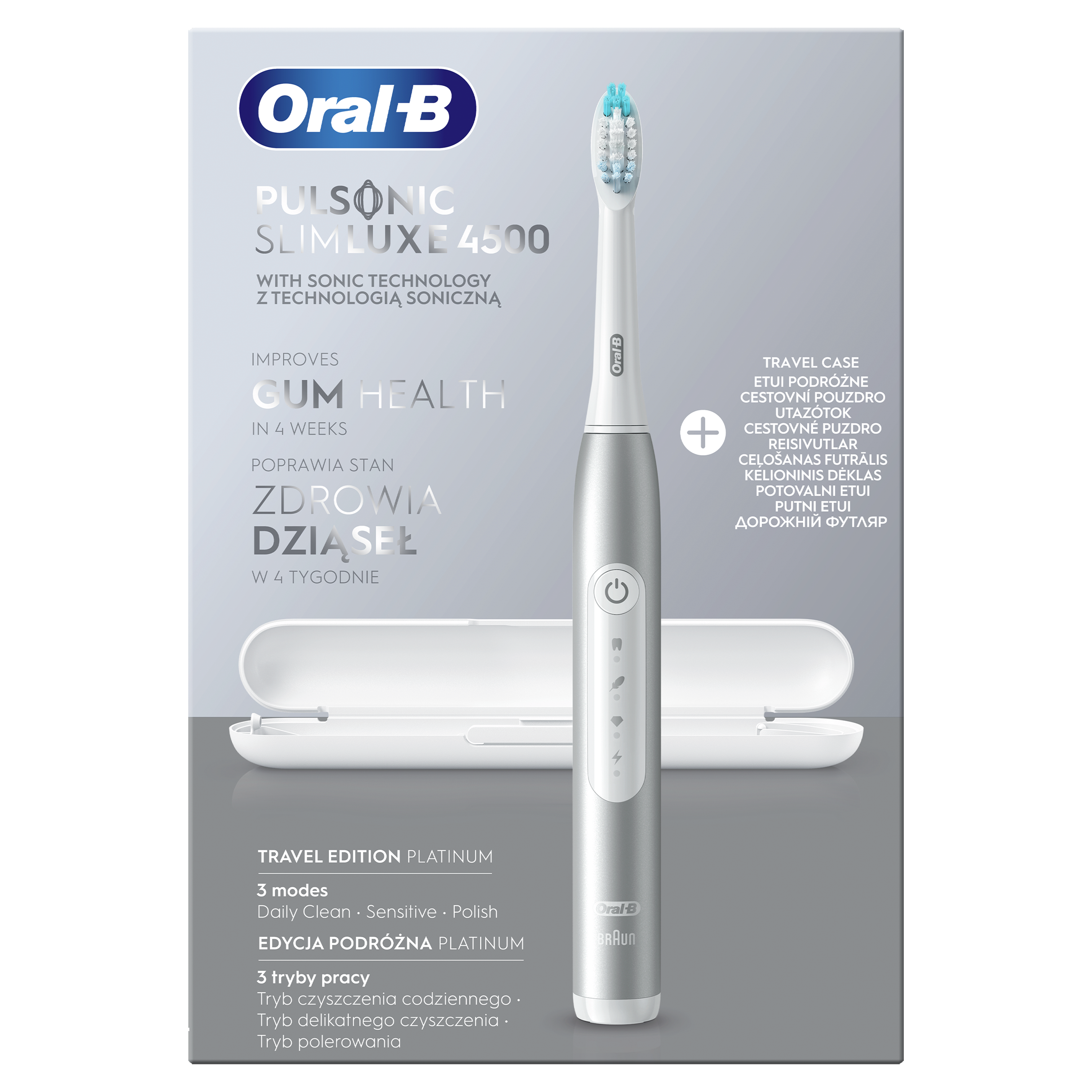 Електрична звукова зубна щітка Oral-B Pulsonic Slim Luxe 4500 + футляр, срібло - фото 3
