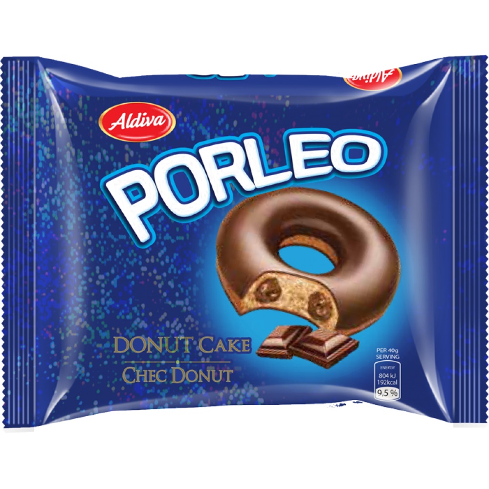 Тістечко Aldiva Porleo Донат з шоколадною начинкою у шоколадній глазурі 50 г - фото 1